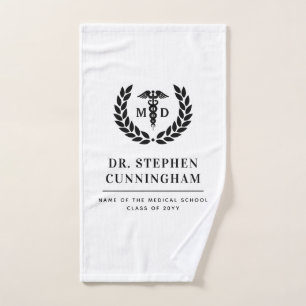 Modern MD Doctor of Medicine Med School Graduation Hand Towel