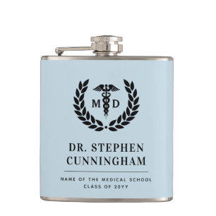 Modern MD Doctor of Medicine Med School Graduation Hip Flask