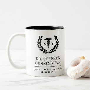 Modern MD Doctor of Medicine Med School Graduation Two-Tone Coffee Mug