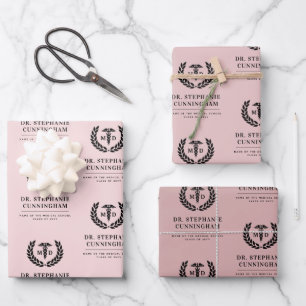 Modern MD Doctor of Medicine Med School Graduation Wrapping Paper Sheet