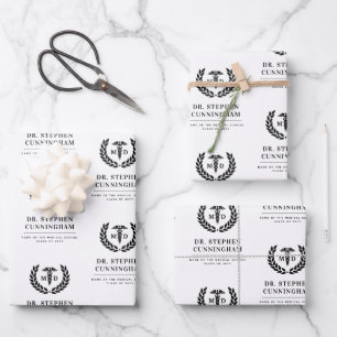 Modern MD Doctor of Medicine Med School Graduation Wrapping Paper Sheet