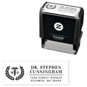 Modern MD Doctor of Medicine Return Address Self-inking Stamp