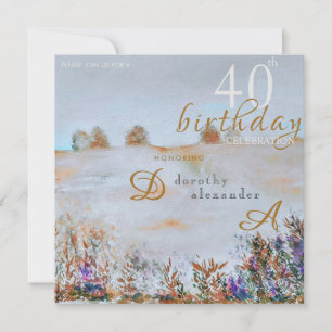 Modern Meadow Floral Landscape Birthday Invitation