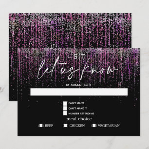 Modern Meal Choice RSVP Edgy Magenta Glitter Invitation
