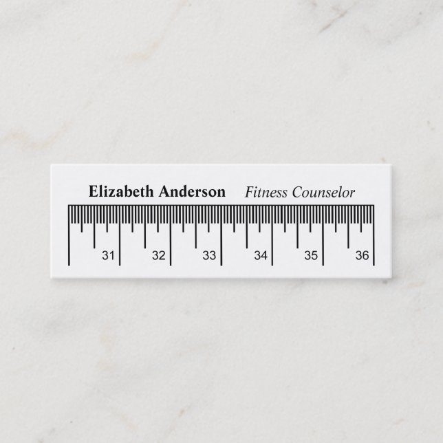Modern Measuring Tape Fitness Counsellor Mini Business Card (Front)