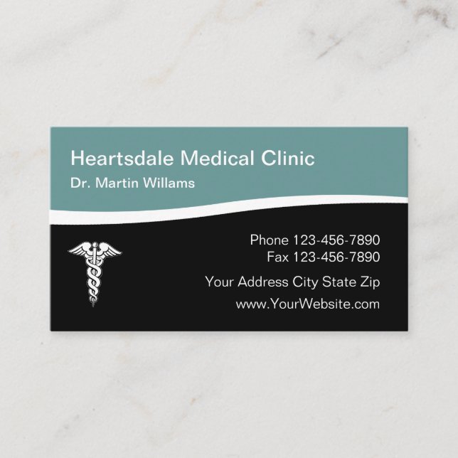 Modern Medical Centre Caduceus Business Card (Front)