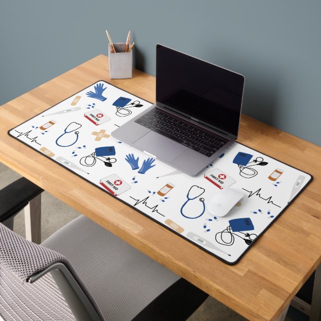Modern Medical Doctor Nurse Pattern Desk Mat (Office 2)