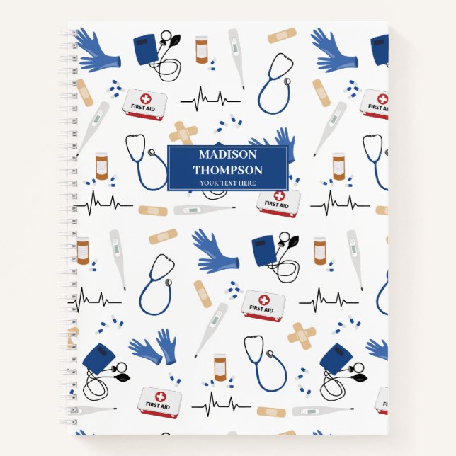 Modern Medical Doctor Nurse Pattern Notebook (Front)