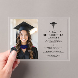 Modern Medical School Graduate Doctor Graduation Acrylic Invitations