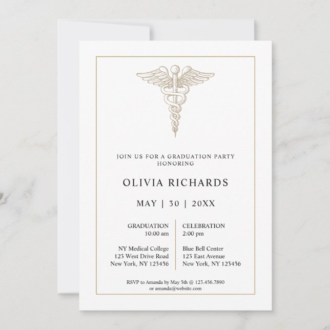 Modern Medical School Graduation Party Invitation (Front)