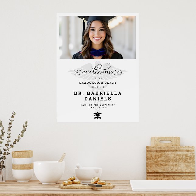 Modern Medical School Graduation Photo Welcome Poster (Kitchen)