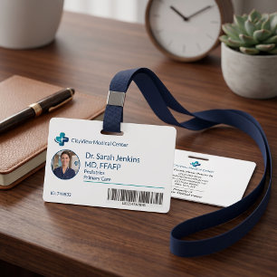 Modern Medical Staff Photo Healthcare Employee ID Badge