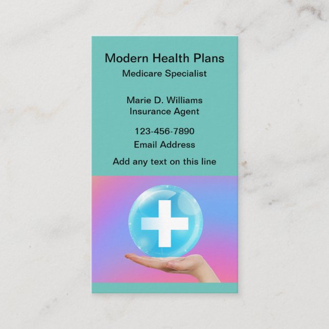 Modern Medicare Insurance Agent Business Cards (Front)