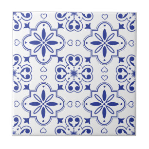Modern Mediterranean Blue White Seamless Pattern Ceramic Tile