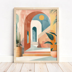 Modern Mediterranean Boho Arch Wall Art Print