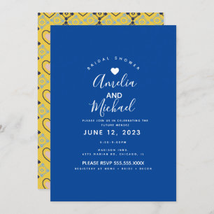 Modern Mediterranean Bridal Love Tiles Yellow Invitation