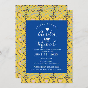 Modern Mediterranean Bridal Romantic Love Tiles Invitation