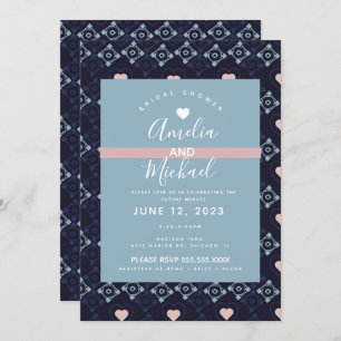 Modern Mediterranean Bridal Romantic Love Tiles Invitation