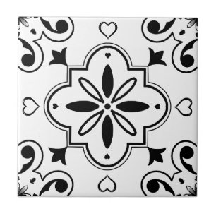 Modern Mediterranean Pattern Black and White Ceramic Tile