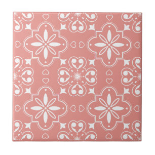 Modern Mediterranean Pattern Design Coral Pink Ceramic Tile