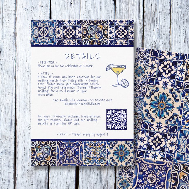 Modern mediterranean Wedding Details QR code  Enclosure Card (Creator Uploaded)