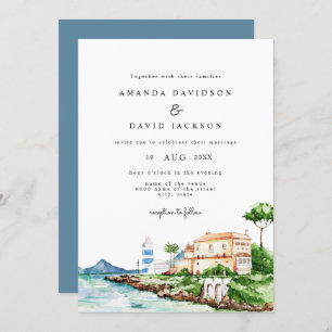 Modern Mediterrenean Beach Summer Greek Wedding Invitation
