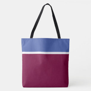 Modern Medium Blue White Raspberry Red Colour Bloc Tote Bag