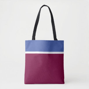 Modern Medium Blue White Raspberry Red Colour Bloc Tote Bag