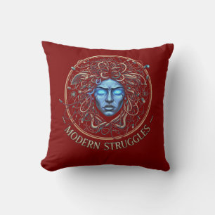 Modern Medusa Tech Struggles - Cyberpunk Greek  Cushion