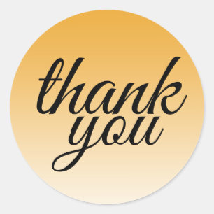 Modern Mellow Yellow Thank You Classic Round Sticker