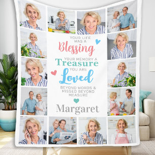 Modern Memorial 14 Photo Collage Remembrance Fleece Blanket