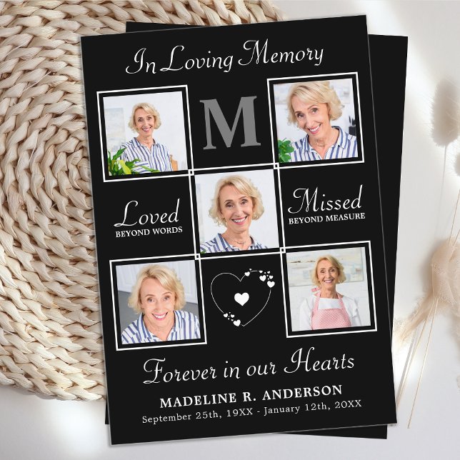 Modern Memorial 5 Photo Funeral Prayer Card (Creator Uploaded)