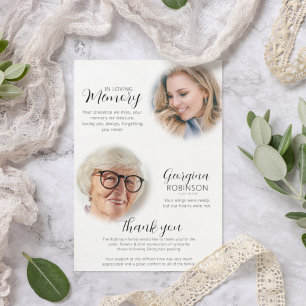 Modern Memorial Before & After Photo Thank You Card