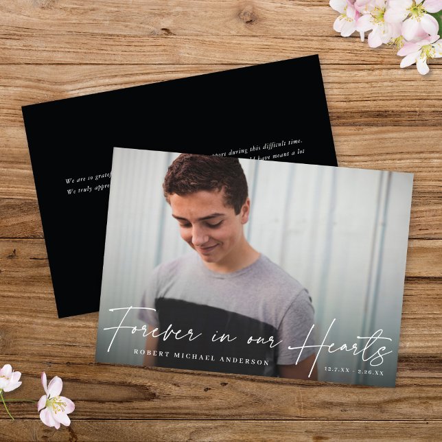 Modern Memorial Forever In Our Hearts Photo Card (Creator Uploaded)