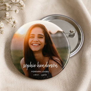 Modern Memorial Forever Loved Funeral Tribute 6 Cm Round Badge