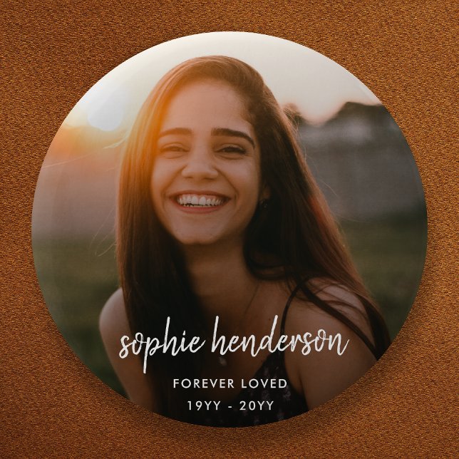 Modern Memorial | Forever Loved Funeral Tribute 6 Cm Round Badge (Creator Uploaded)