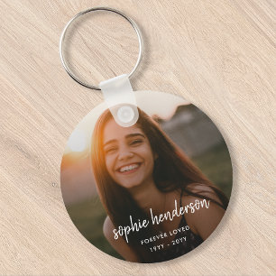 Modern Memorial   Forever Loved Photo Tribute Key Ring
