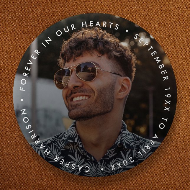 Modern Memorial | Funeral Keepsake Tribute Photo 6 Cm Round Badge (Creator Uploaded)