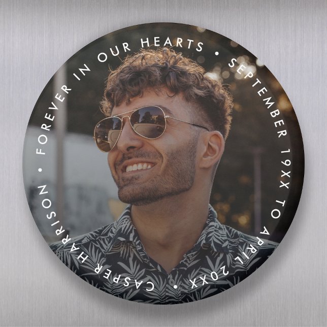 Modern Memorial | Funeral Keepsake Tribute Photo Magnet (Creator Uploaded)