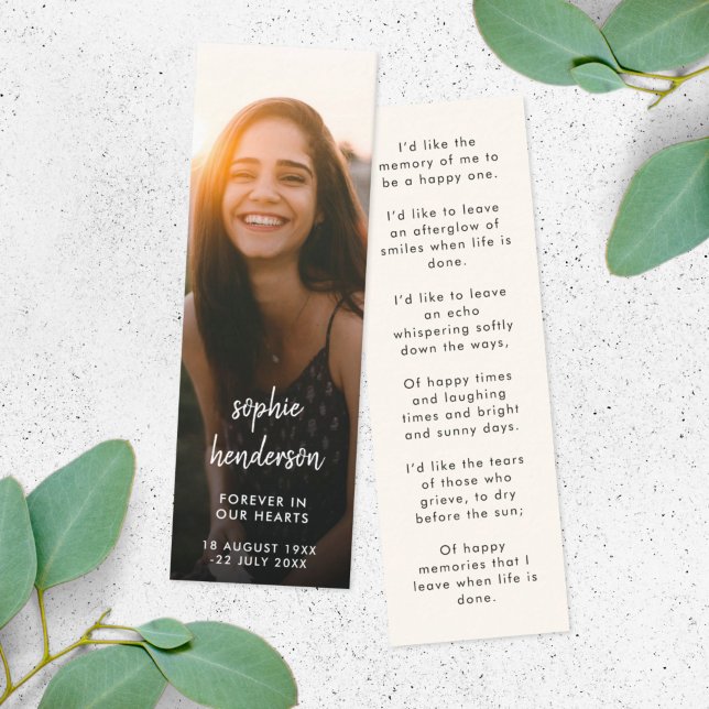Modern Memorial Funeral Poem Mini Bookmark Card (Creator Uploaded)