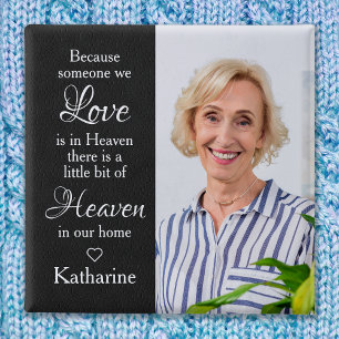 Modern Memorial Heaven Poem Sympathy Photo 15 Cm Square Badge