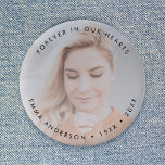 Modern Memorial Keepsake Funeral Tribute Photo 6 Cm Round Badge<br><div class="desc">Modern, simple funeral favour button to celebrate the life of your loved one in a modern minimalist design style. The design can easily be personalised with your own photo and text to create a special tribute for your loved one's funeral, memorial or celebration of life. The image shown is for...</div>