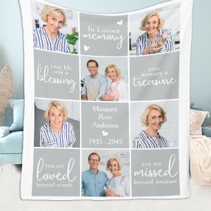 Modern Memorial Personalised 6 Photo Collage Fleece Blanket