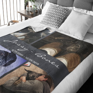 Modern Memorial Pet Photo Collage Chalkboard Fleece Blanket