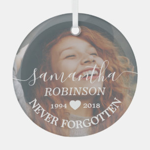 Modern Memorial Photo Christmas Glass Tree Decoration