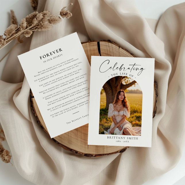 Modern Memorial Photo Funeral Sympathy Prayer Card (Creator Uploaded)