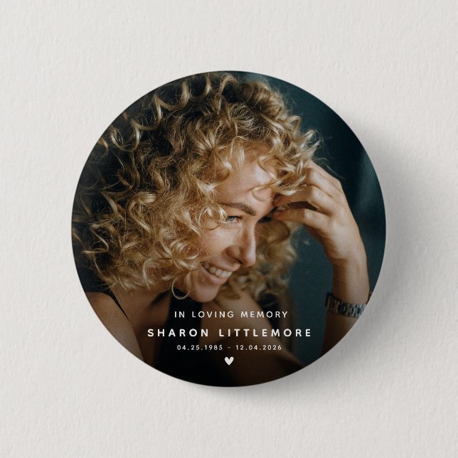 Modern Memorial Photo Keepsake 6 Cm Round Badge (Front)