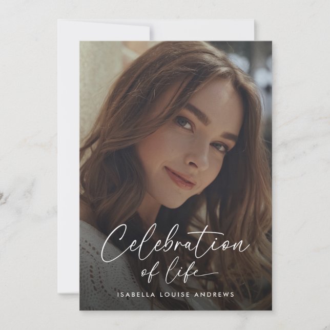 Modern Memorial Photo Simple Celebration of Life Invitation (Front)