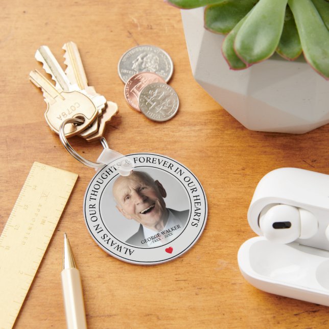 Modern Memorial Photo Tribute Rememberance Key Ring (Desk)