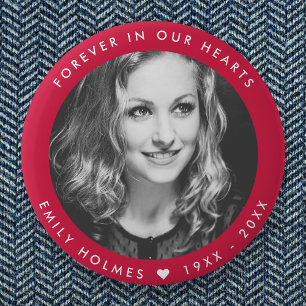 Modern Memorial   Pink Funeral Photo Tribute 6 Cm Round Badge